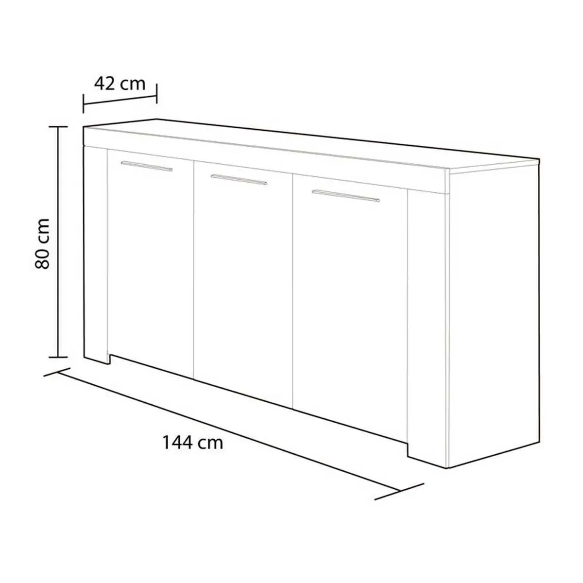 Aparador Urban 3 puertas 80x144x42 cm