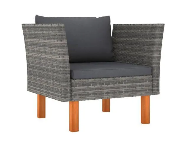 vidaXL sofá de jardín de ratán sintético y madera maciza de eucalipto