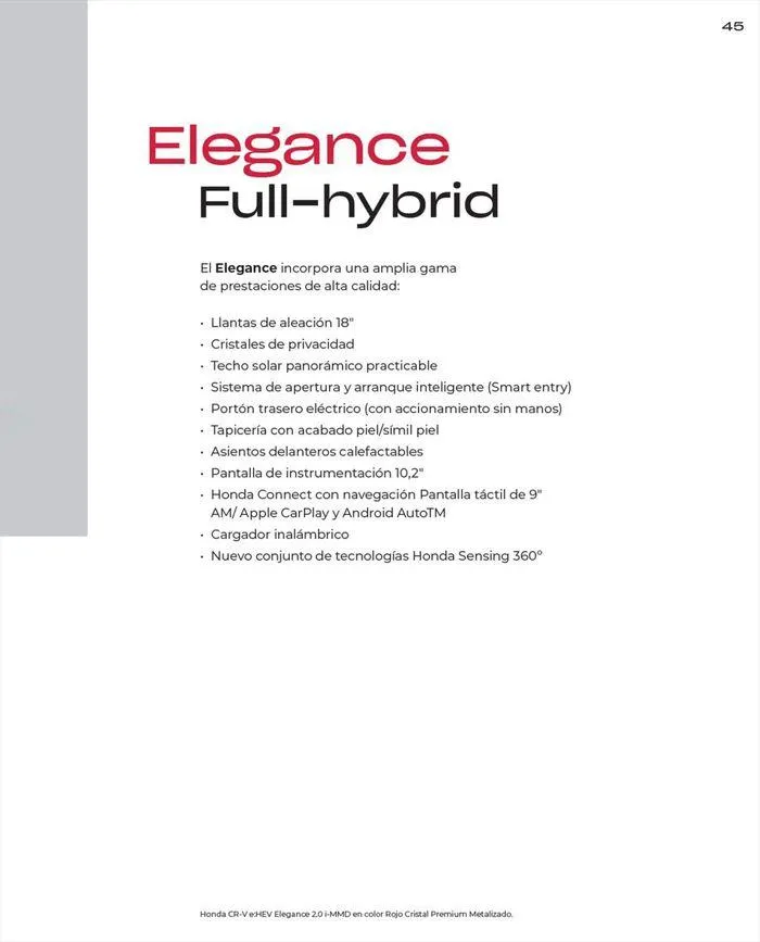 Catálogo de Honda CR-V e:HEV &amp; e:PHEV 9 de agosto al 30 de junio 2025 - Página 45