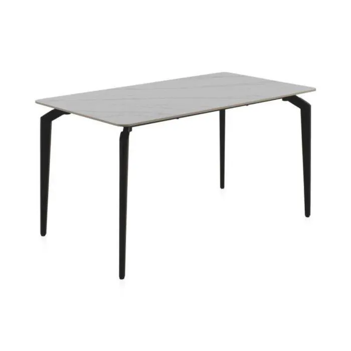 Mesa de comedor blanca y negra con patas de metal GABAR 11043
