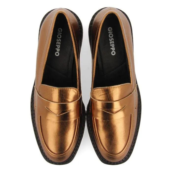 Volda women's bronze leather moccasins