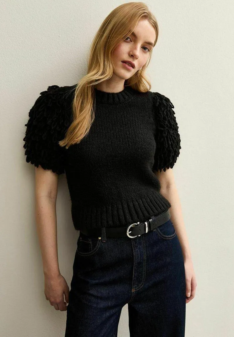 LOOP STITCH SLEEVE - Jersey de punto - black