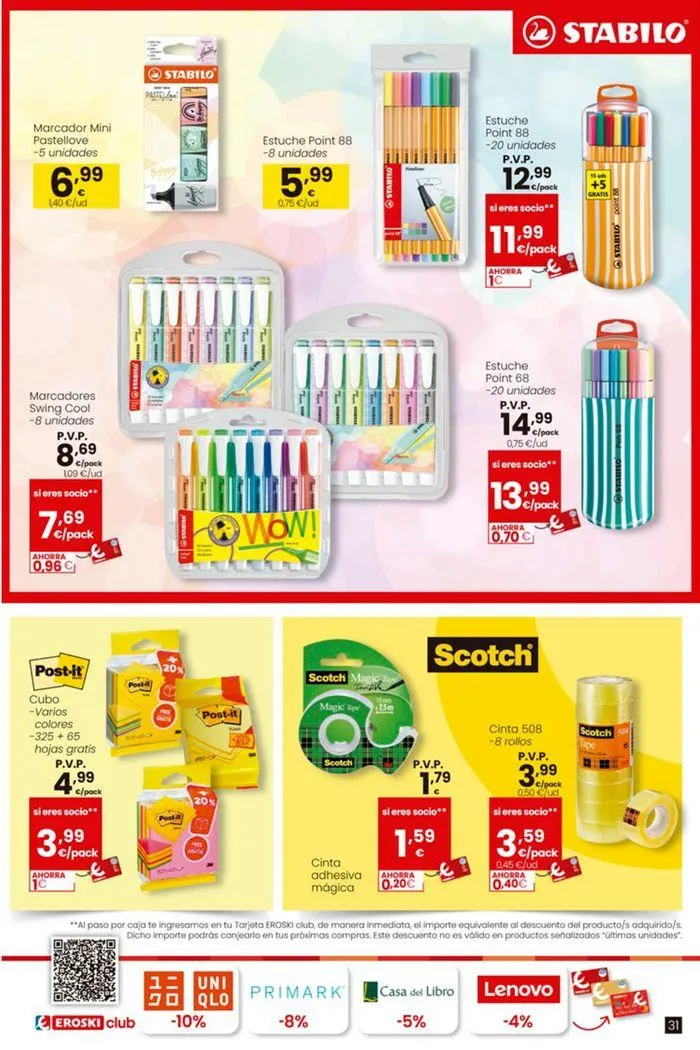 Catálogo de Ofertas Vuelta al Cole EROSKI 22 de agosto al 18 de septiembre 2024 - Página 31