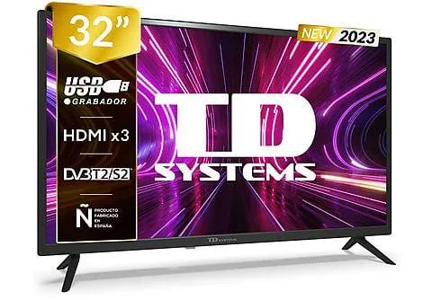TV LED 32" - PRIME32X14H TD SYSTEMS, HD, DVB-T2 (H.265)Sí, Negro