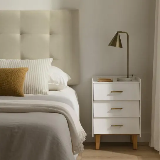 Mesita de noche blanca 3 cajones