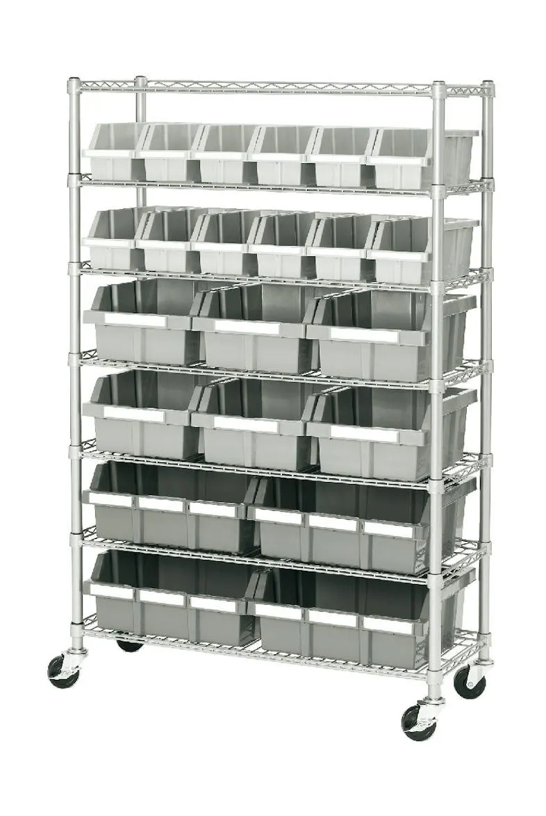 Seville Classics Carrito clasificador, acero, 91.5 x 36.2 x 142 cm, con ruedas, plateado