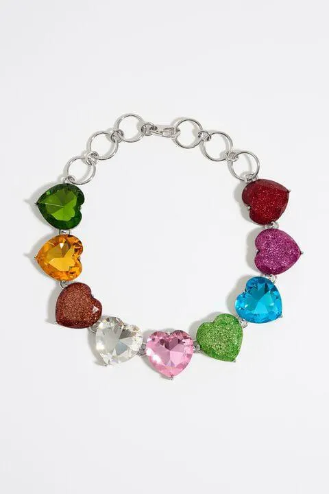 Collar cristales corazón multicolor
