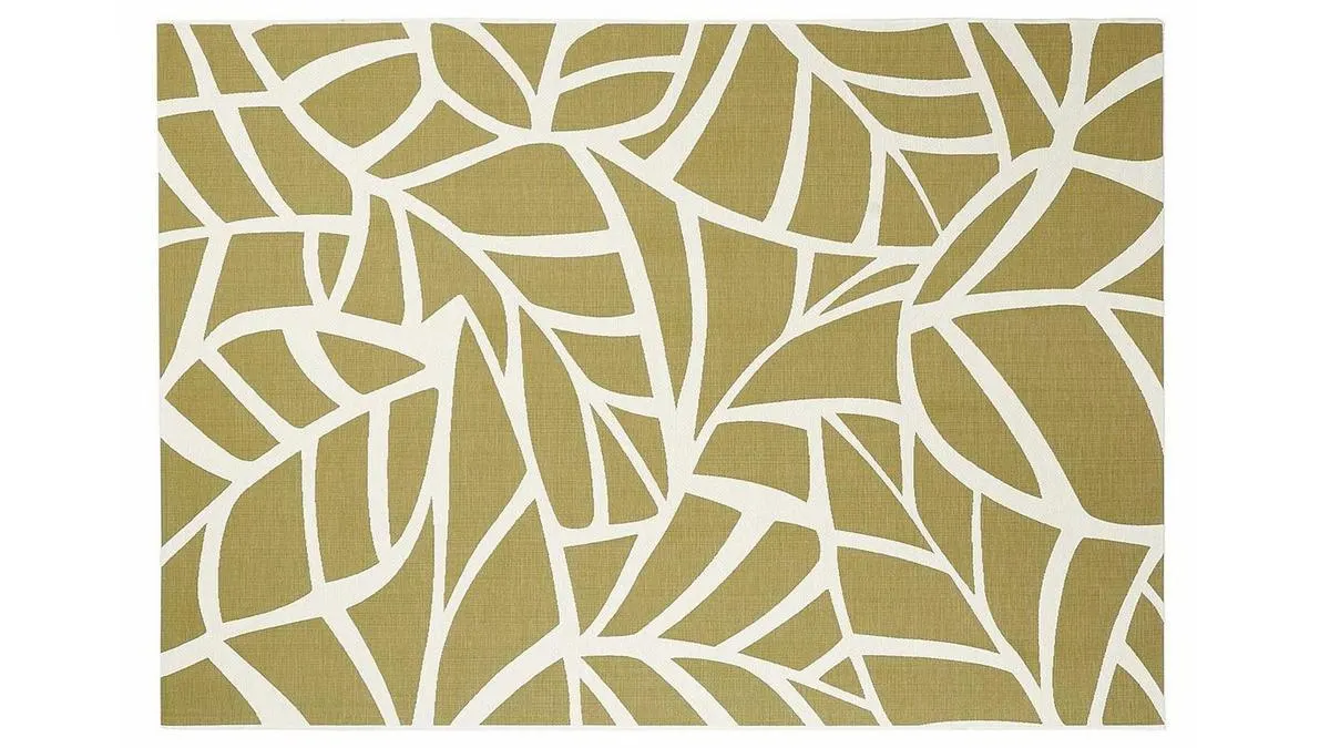 Alfombra interior exterior blanco crema y verde 123 x 180 cm GARANCE