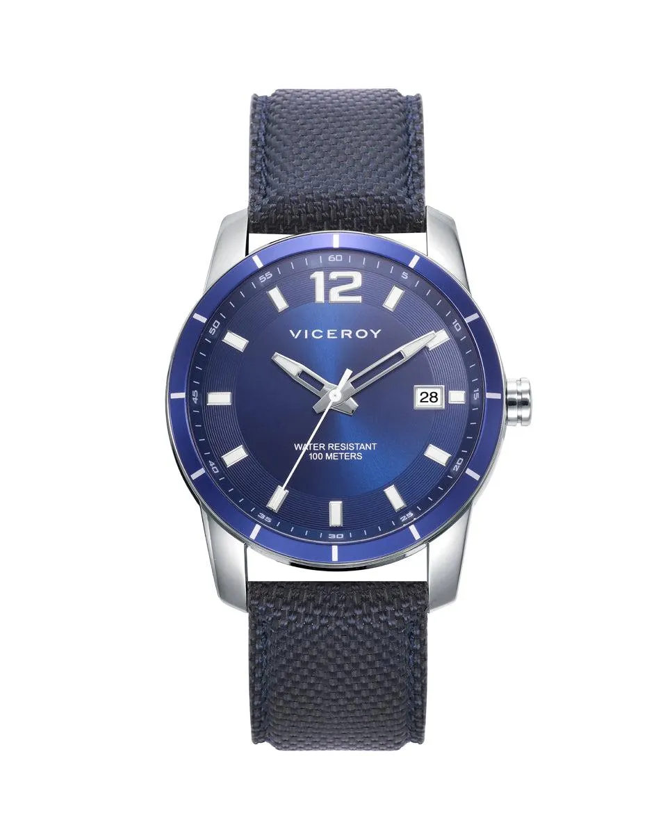 Reloj de hombre Magnum con caja de acero y correa de nylon azul