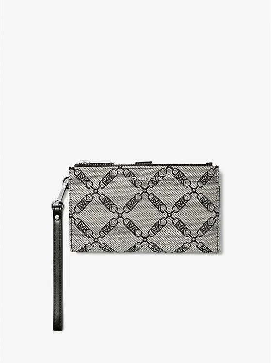 Cartera Adele de jacquard con logo imperio y compartimento para smartphone