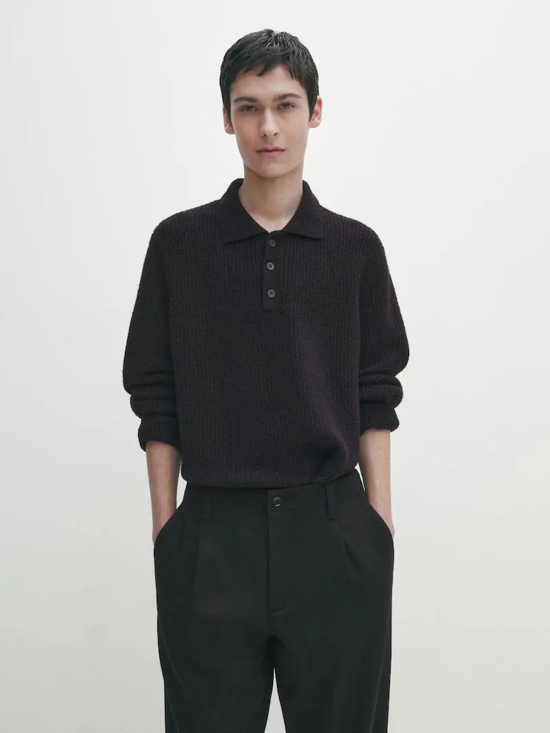 Jersey polo punto grueso mezcla algodón