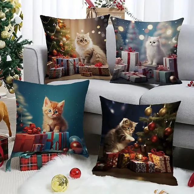 Funda de almohada de doble cara, 4 piezas, funda de cojín cuadrada decorativa suave, funda de almohada para dormitorio, sala de estar, sofá, silla