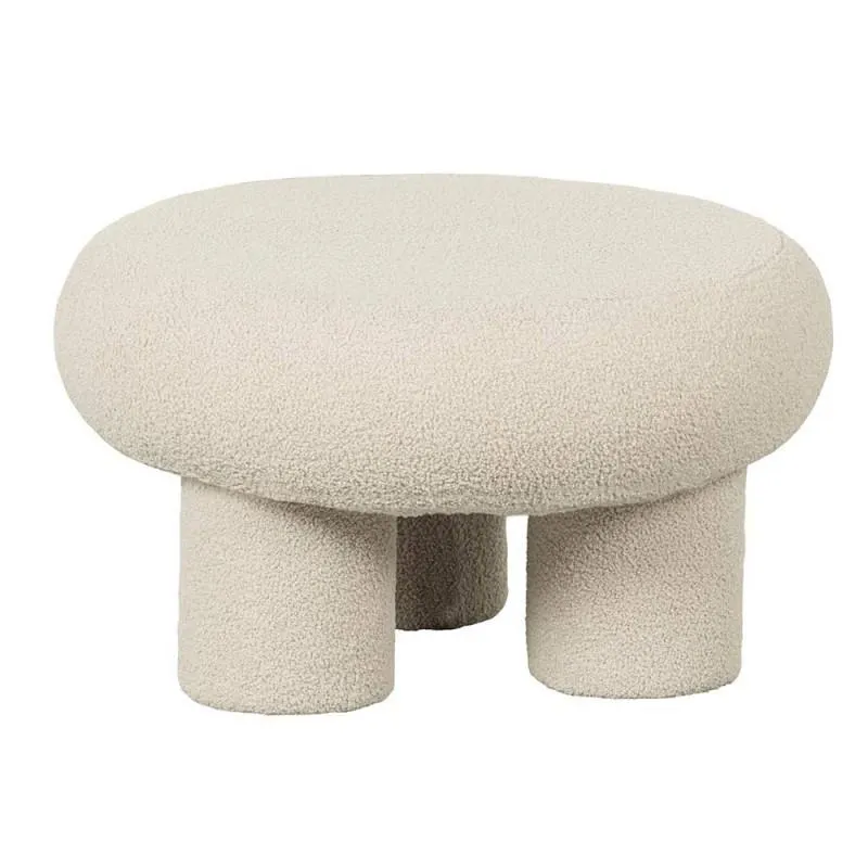 Teddy pouf with round legs, natural