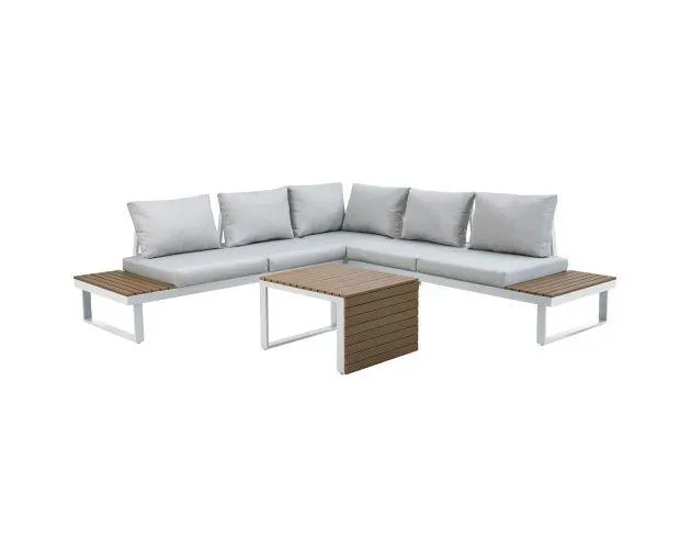 Momma Home Rinconera Arenal aluminio Asiento tejido Polywood marrón