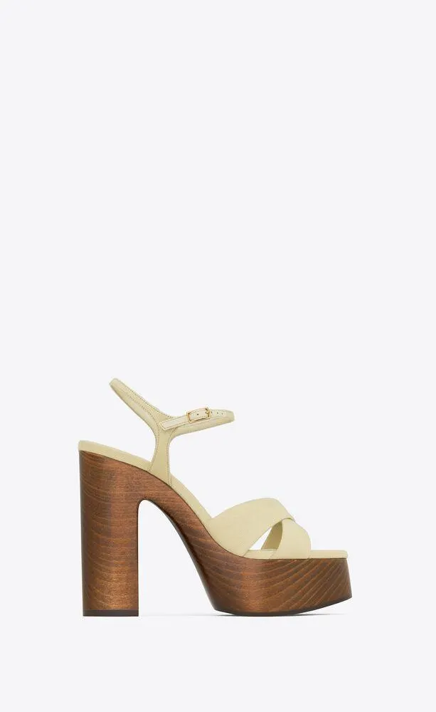 sandalias de plataforma bianca de lona