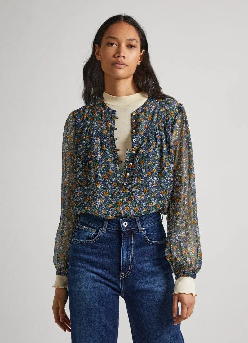 BLUSA CHIFÓN ESTAMPADO FLORAL
