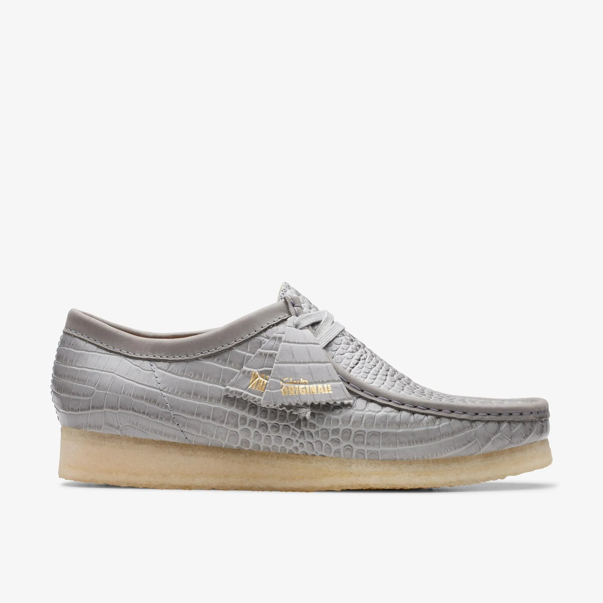 Wallabee Estampado de cocodrilo gris