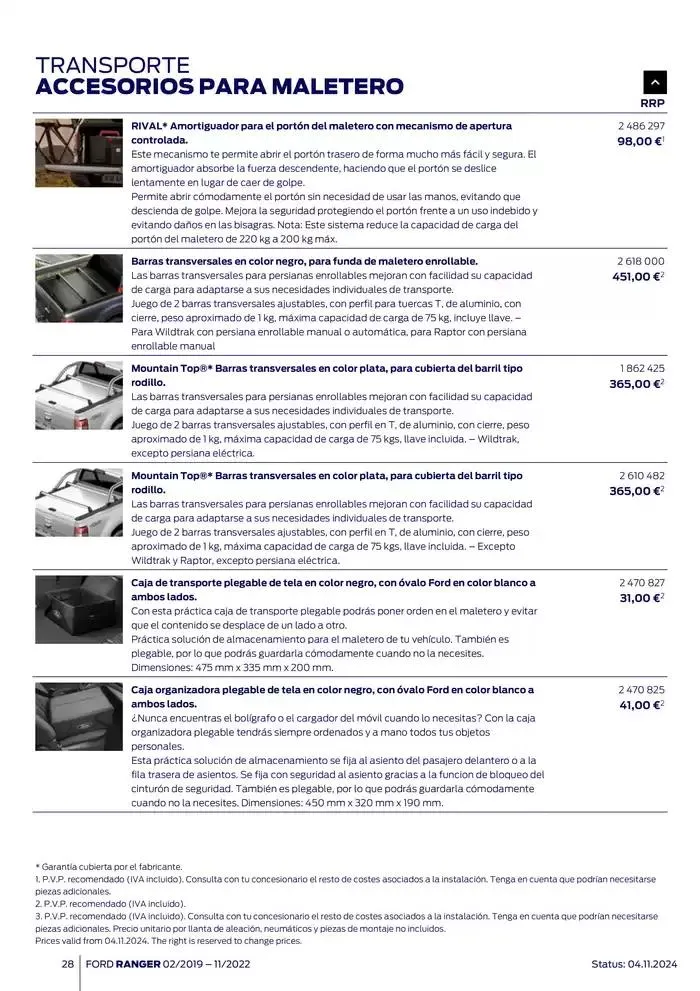 Catálogo de Ford de accesorios Ford Ranger 13 de noviembre al 13 de noviembre 2025 - Página 28