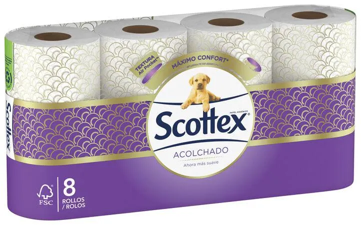 Papel higiénico Scottex 8 rollos acolchado