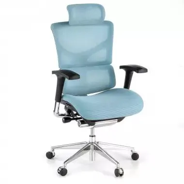 Silla Ejecutiva Ergonómica Erghos3, Teshion modelo premium con reposacabezas - Azul