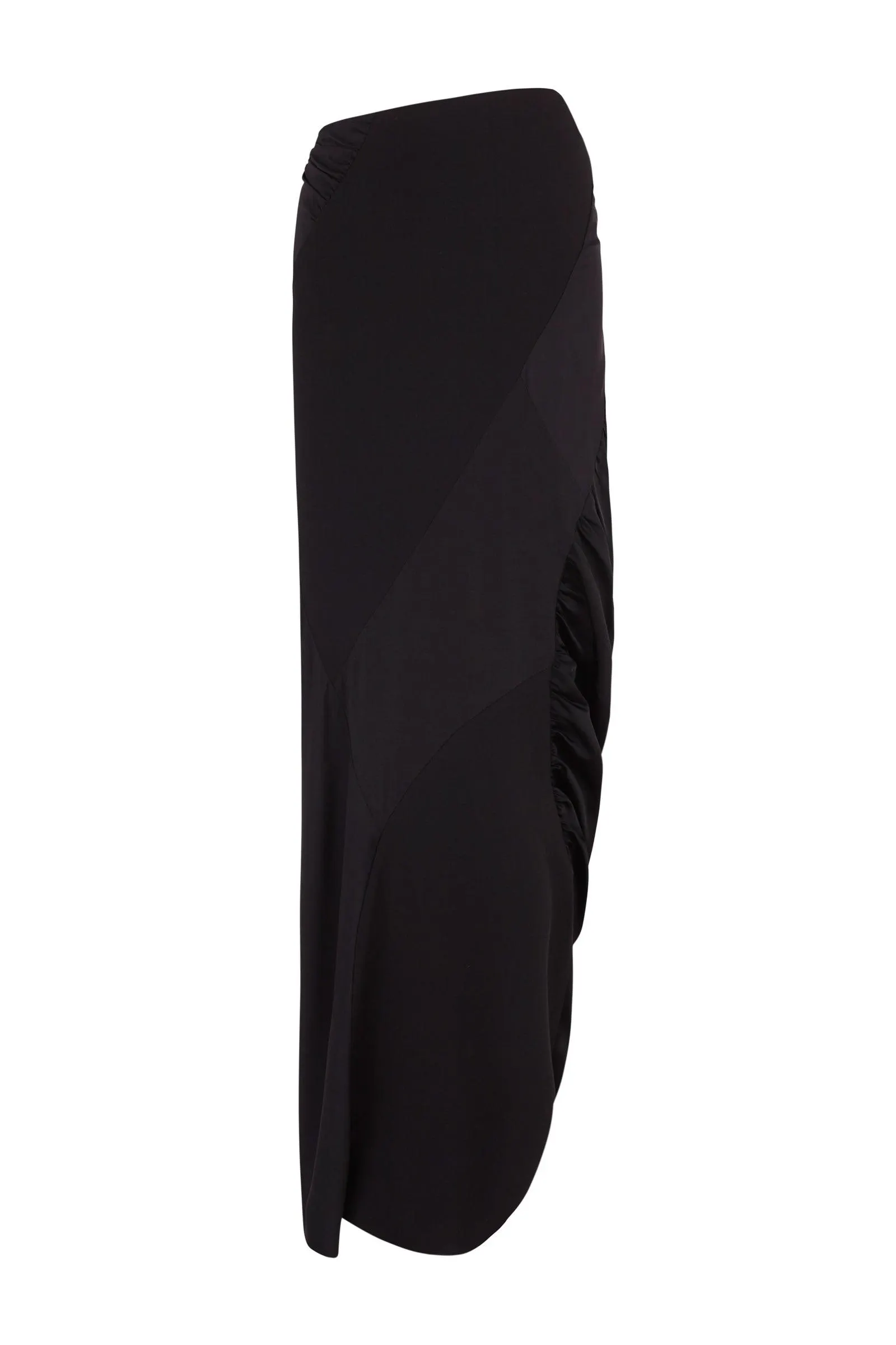 Collage, long black patchwork skirt