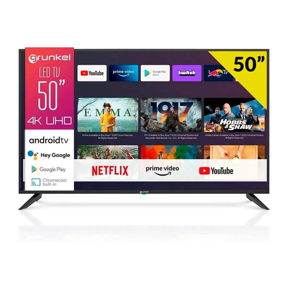 Televisor Smart TV LED-5022GOO Grunkel 50" 4K UHD Android TV negro