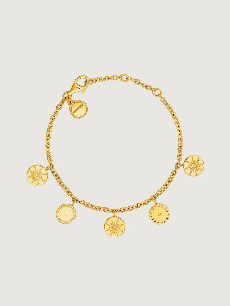 Pulsera de plata 925 bañada en oro amarillo de 18K motivos étnicos