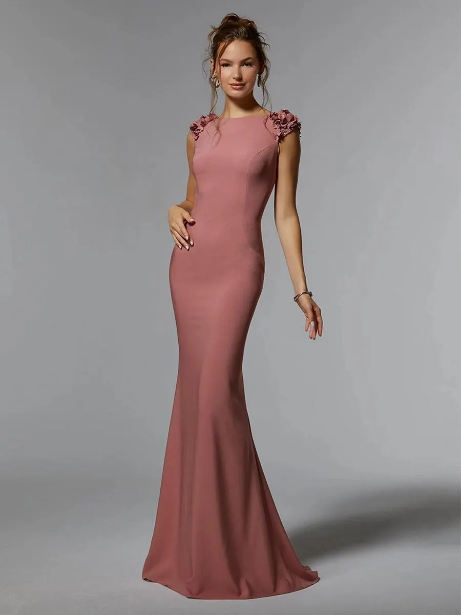 Vestido de novia para madre cuello joya sin mangas sirena con cuentas hasta el suelo vestidos de invitados de boda