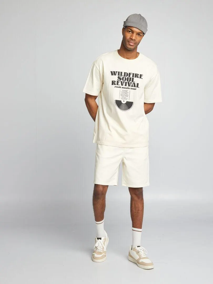 Camiseta estilo oversize estampada - BLANCO