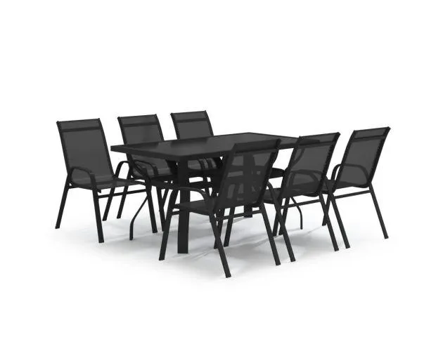 vidaXL juego de comedor para jardín 7 piezas negro