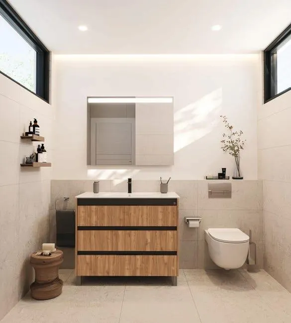 Mueble de baño con lavabo Alpine nogal 80x46 cm