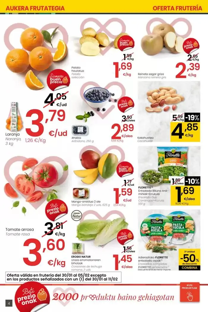 Catálogo de 2000 produktu baino gehiago, BETI PREZIO ONEAN EROSKI CENTER 30 de enero al 11 de febrero 2025 - Página 4