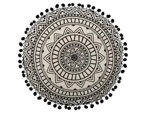 Puf Cojín Redondo Blanco Y Negro