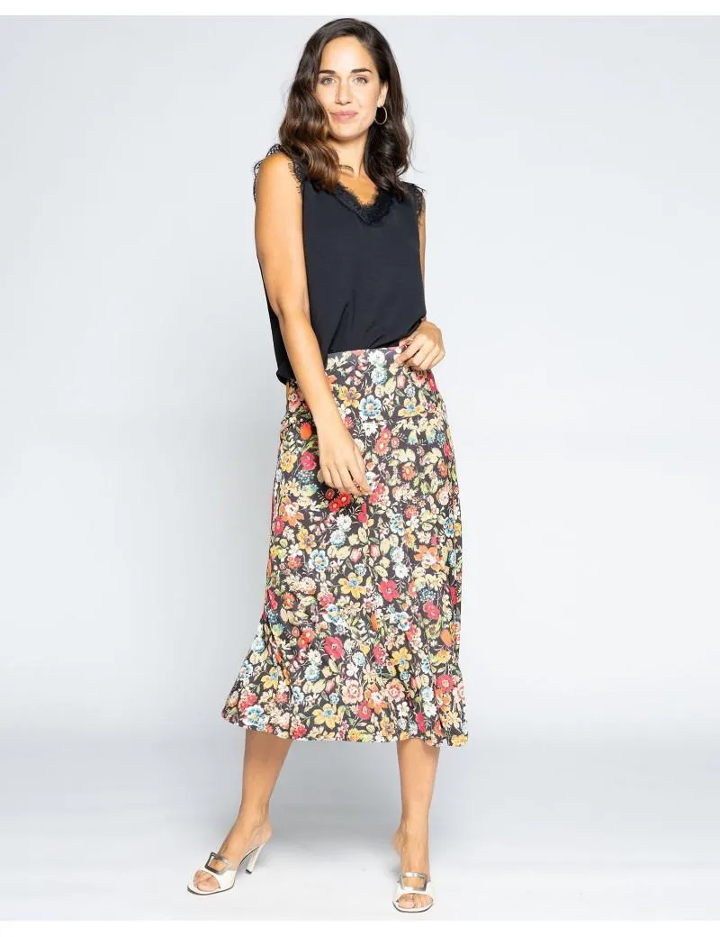 Falda Larga Crep Evasé Floral