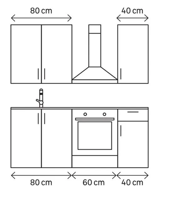 Cocina en Kit Delinia iD Milos Aguamarina Br 180 cm con 3 mod. bajos y 2 altos