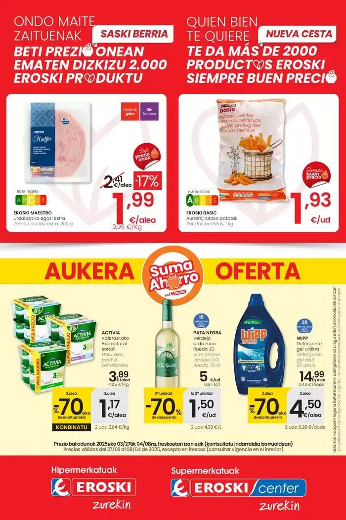 Catálogo de Prezio merkeagoa HIPERMERKATUAK EROSKI 27 de marzo al 8 de abril 2025 - Página 1