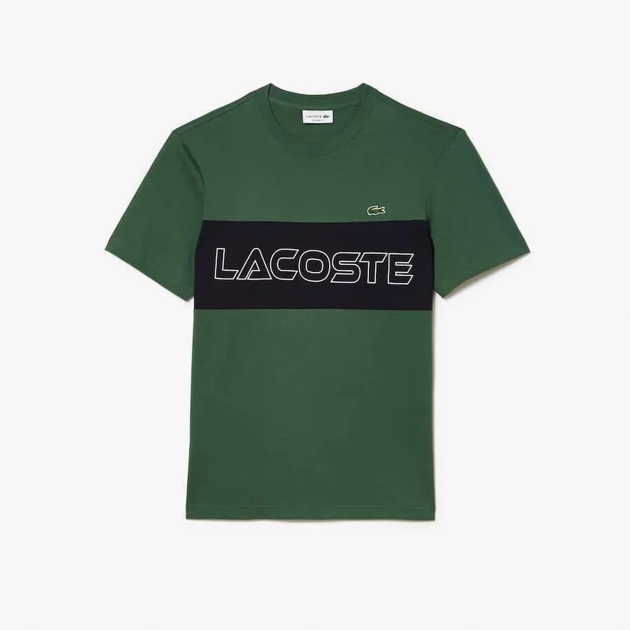 Camiseta Lacoste regular fit con estampado color block
