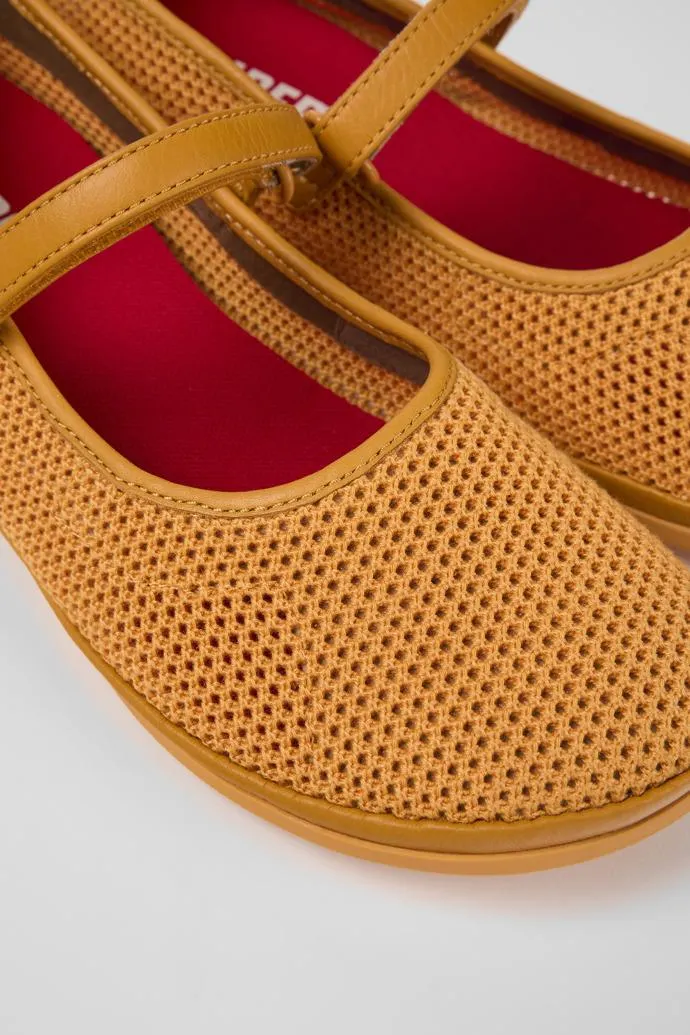 Right Bailarina de tejido/piel naranja para mujer