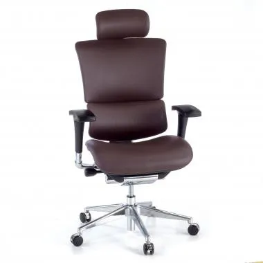 Sillón Ergonómico Erghos4, piel natural con reposacabezas - Marrón