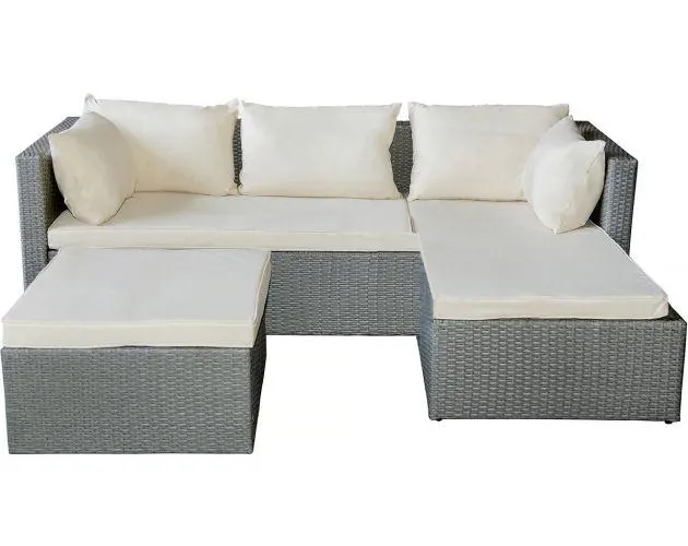 Muebles de jardín bajos en resina tejida "diya" 3 plazas - gris claro