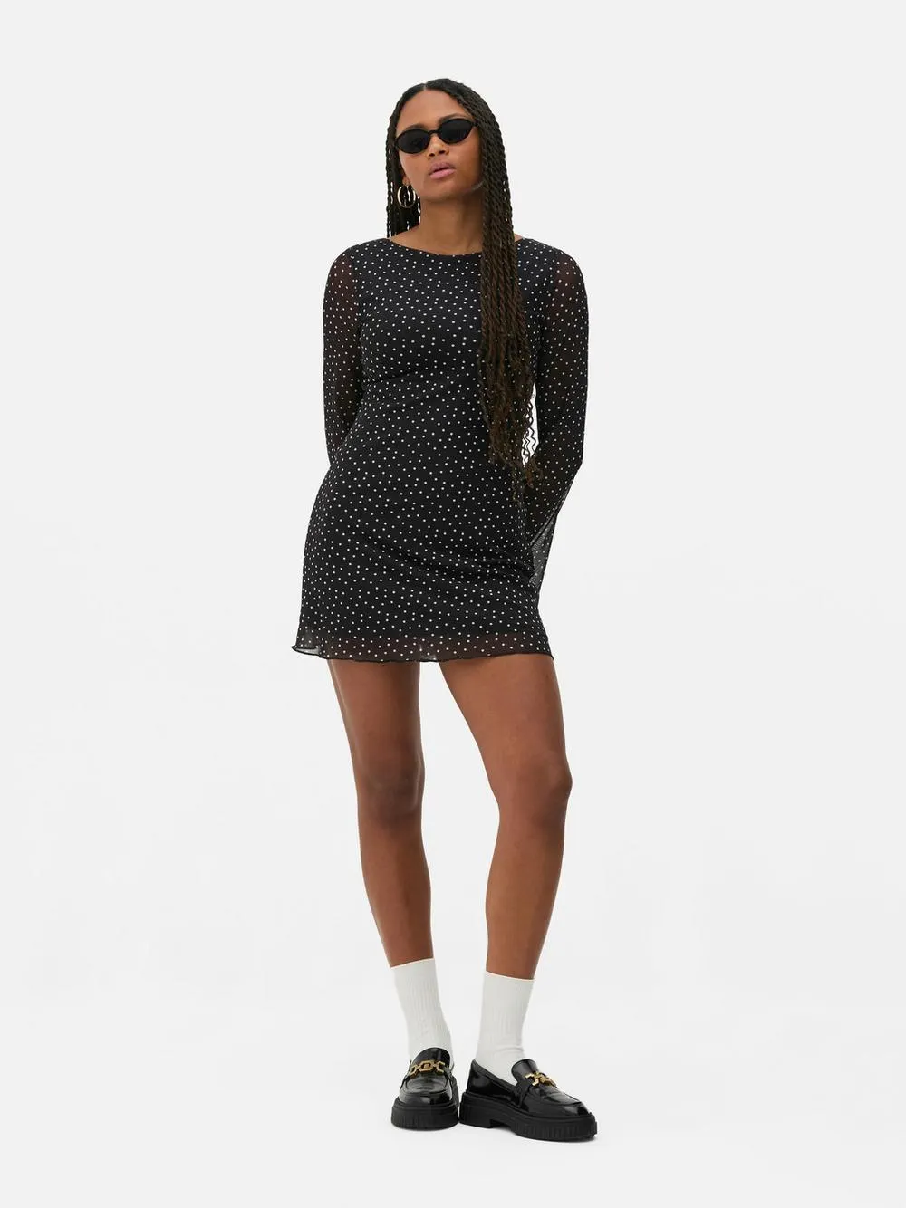 Pattered Mesh Jersey Mini Dress