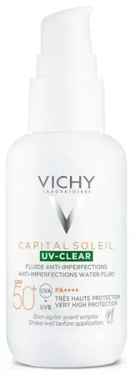 Vichy Capital Soleil UV Clear Fluido Fotoprotector Piel Grasa SPF50 40 ml