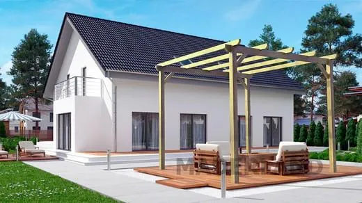 Pérgola autoportante de madera maciza de pino nórdico con tratamiento al autoclave nivel IV, modelo Madrid