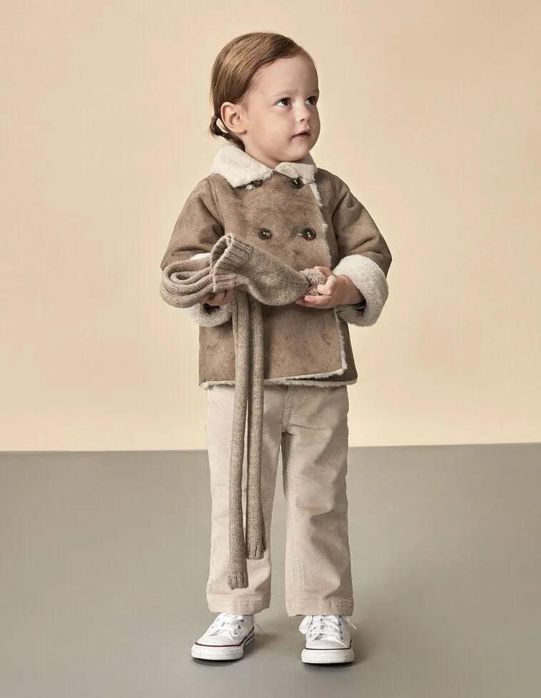 Abrigo Doble Faz Con Capucha Marron