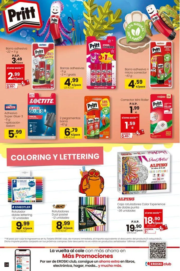 Catálogo de Ofertas Vuelta al Cole EROSKI 22 de agosto al 18 de septiembre 2024 - Página 34