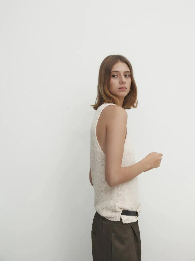 Top punto estructura mezcla lino