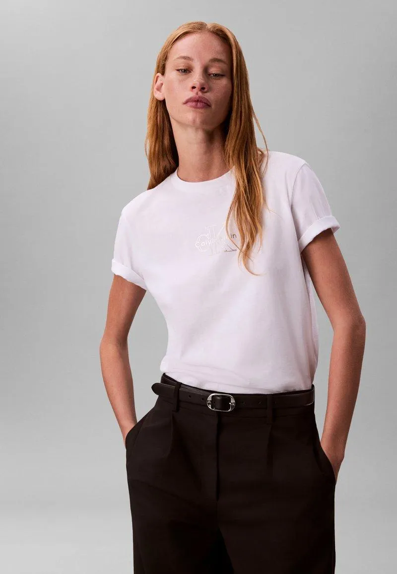 CLASSIC MONOLOGO TEE - Camiseta estampada - brilliant white