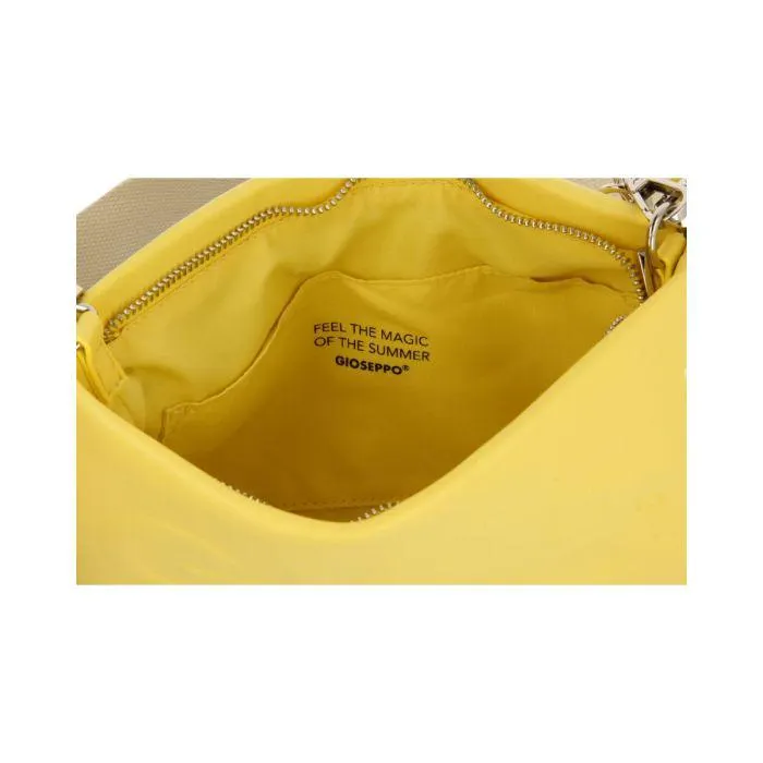 YELLOW HANDBAG WITH MULTICOLOR CHAIN DETAIL NOCATEE