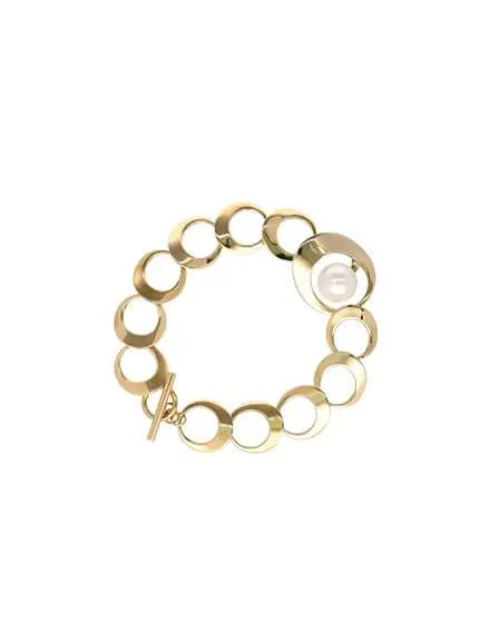 Pulsera dorada Petra encadenada con perla blanca