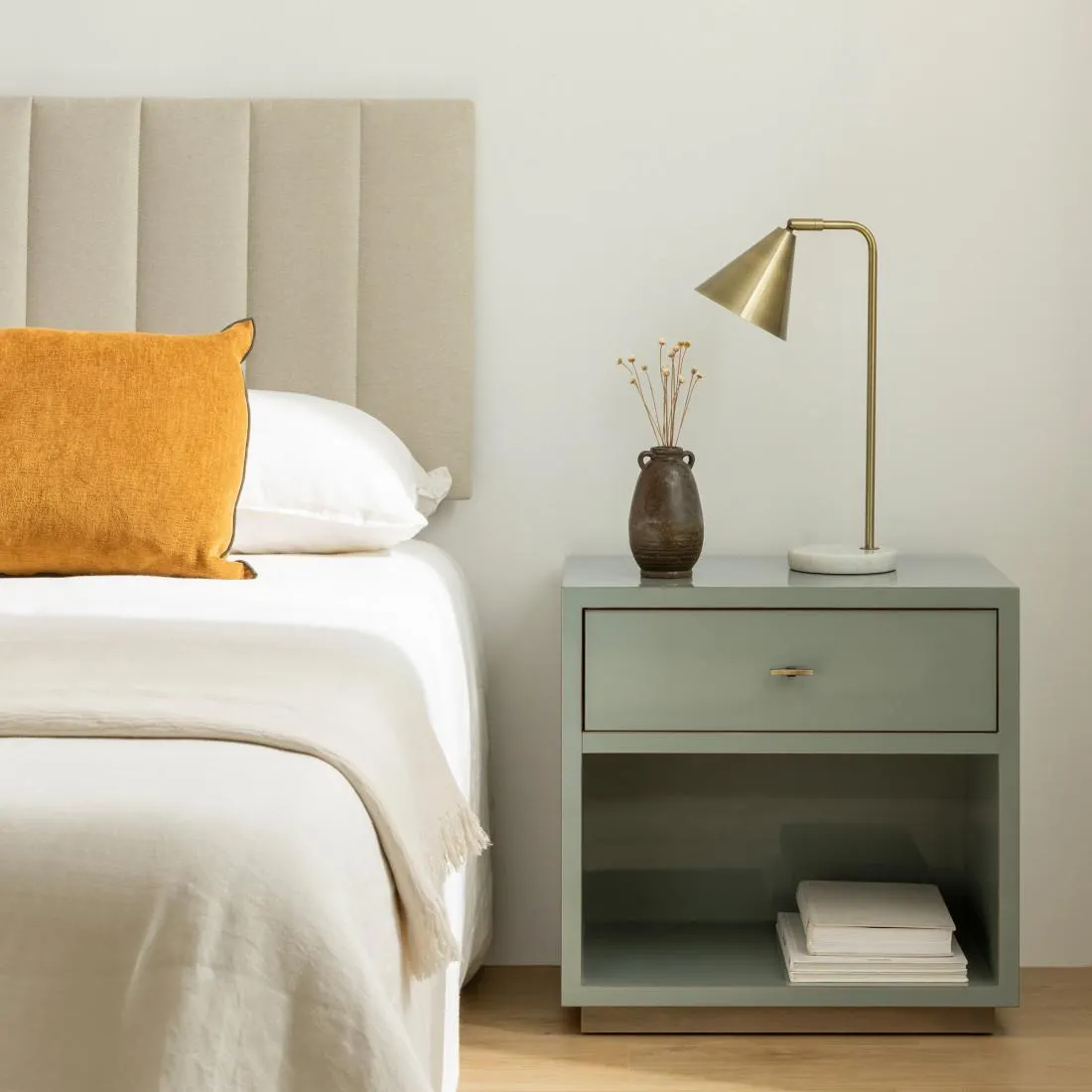 Mesita de noche verde 1 cajón